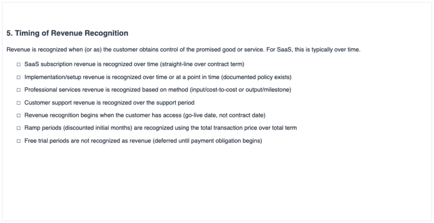 SaaS Revenue Recognition Checklist-Timing of Revenue Recognition