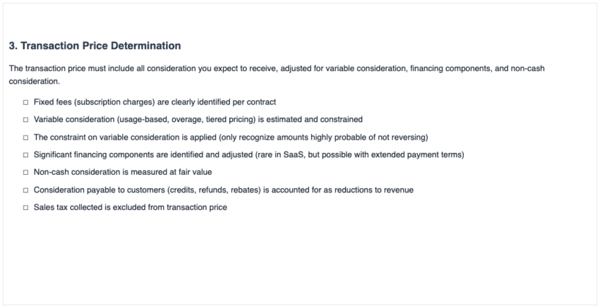 SaaS Revenue Recognition Checklist-Transaction Price Determination